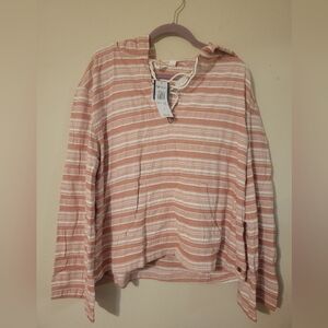 Roxy Pink and White Striped Hoodie